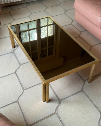 Tavolino vintage ottone e vetro fumé anni ’70/’80