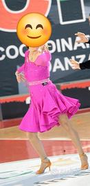 ABITO BALLO DANZE LATINO AMERICANO FUCSIA 