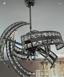 Lampadario acciaio e svarovski