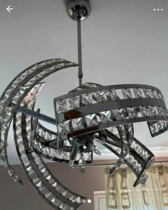 Lampadario acciaio e svarovski