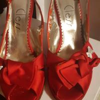 sandali eleganti in tessuto rosso