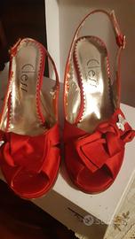 sandali eleganti in tessuto rosso