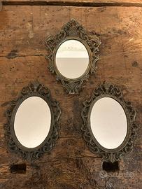 Tre specchi specchietti anni 50 e 60 ottone