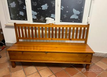 Cassapanca contenitore in legno con schienale