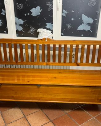 Cassapanca contenitore in legno con schienale