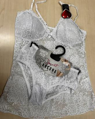 Completo lingeria pizzo bianco