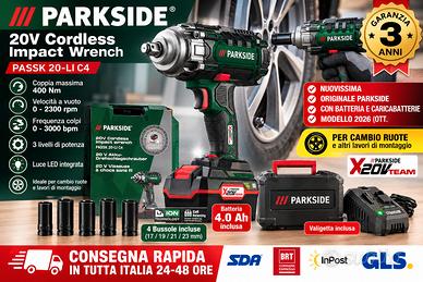 PARKSIDE 20V Avvitatore a Impulsi  con batteria 4a