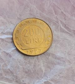 Moneta 200 lire anno 1977 Repubblica Italiana 