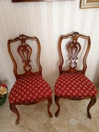 Coppia di sedie, legno massello stile barocchetto