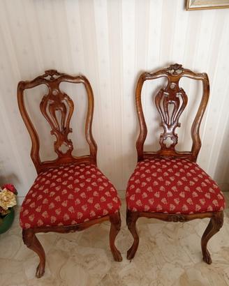 Coppia di sedie, legno massello stile barocchetto