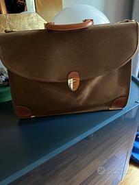 Borsa da lavoro Brics in pelle scamosciata marrone