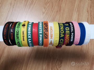 Braccialetti in caucciù, tessuto e plastica