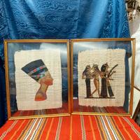 coppia papiri artig Egitto nefertari doppio vetro