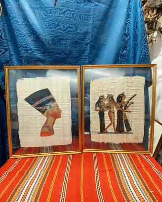 coppia papiri artig Egitto nefertari doppio vetro