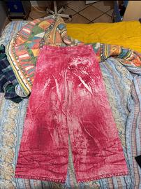 Pantalone jeans super baggy rosso denim taglia 48