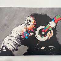 Quadro moderno Pop Art scimmia con cuffie – tela