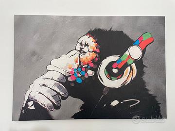 Quadro moderno Pop Art scimmia con cuffie – tela