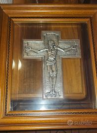 Crocifisso in Argento 925 Bistolfi con cornice