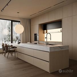 CUCINA Isola con Tavolo e Colonne COME PROGETTO