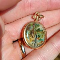 Pendente in oro 18kt con miniatura dipinta a mano