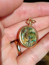 Pendente in oro 18kt con miniatura dipinta a mano