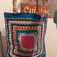 Borsa uncinetto a granny in cotone
