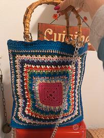 Borsa uncinetto a granny in cotone