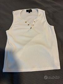 Maglia smanicata bianca da donna