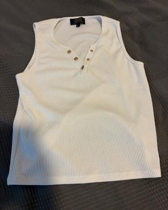 Maglia smanicata bianca da donna