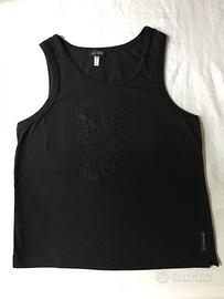 Top Armani Jeans in cotone blu ricamato - S