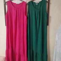 due vestiti lunghi puro Lino fucsia e verde