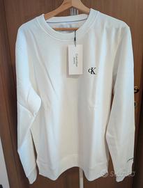 Felpa Calvin Klein  XL Bianca Girocollo Logo CK