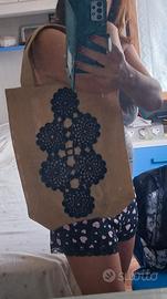 Borsa spiaggia o shopper  in juta ed uncinetto