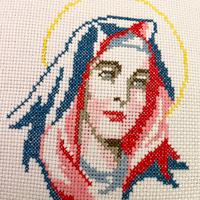 Vintage quadretto tela Aida dipinto con ago