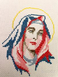 Vintage quadretto tela Aida dipinto con ago