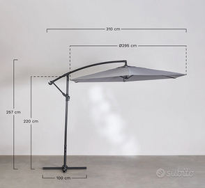 Parasole/Ombrellone 295 cm in tessuto e acciaio
