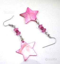 Orecchini in perla a forma di stella, colore rosa