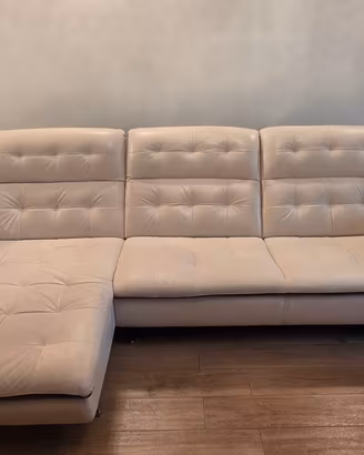 Divano con penisola / chaise longue in pelle fiore