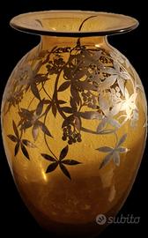 vaso vintage  in vetro e argento 