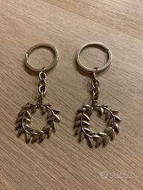 Coppia portachiavi in metallo corona alloro