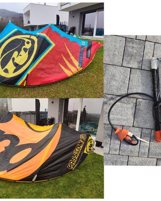 Ali Kitesurf RRD 12m+9m+barra, linee,sacche,leash