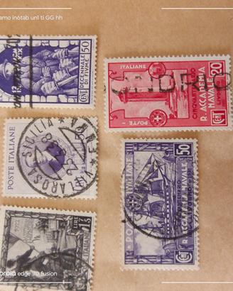 5 francobolli del regno d'Italia del 1930