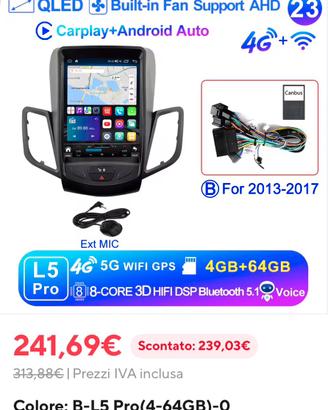 Autoradio Android 14 Ford Fiesta MK7 (2009-2016)