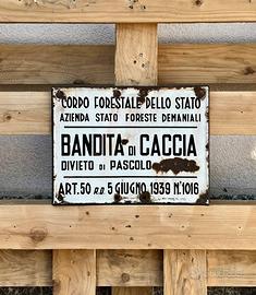 Targa Smaltata Bandita di Caccia Vintage 1939