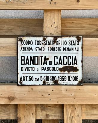 Targa Smaltata Bandita di Caccia Vintage 1939
