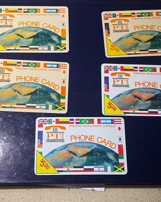 11 Schede Telefoniche PT-1 USA Vintage Lotto Origi