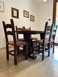 Tavolo in legno di castagno con 6 sedie