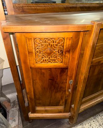 Buffet vetrina antico stile Art Déco noce
