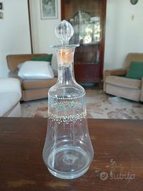 Bottiglia per liquore anni 20 decorata a mano
