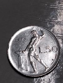 moneta da 50 lire vulcano anno 1975 molto rara 